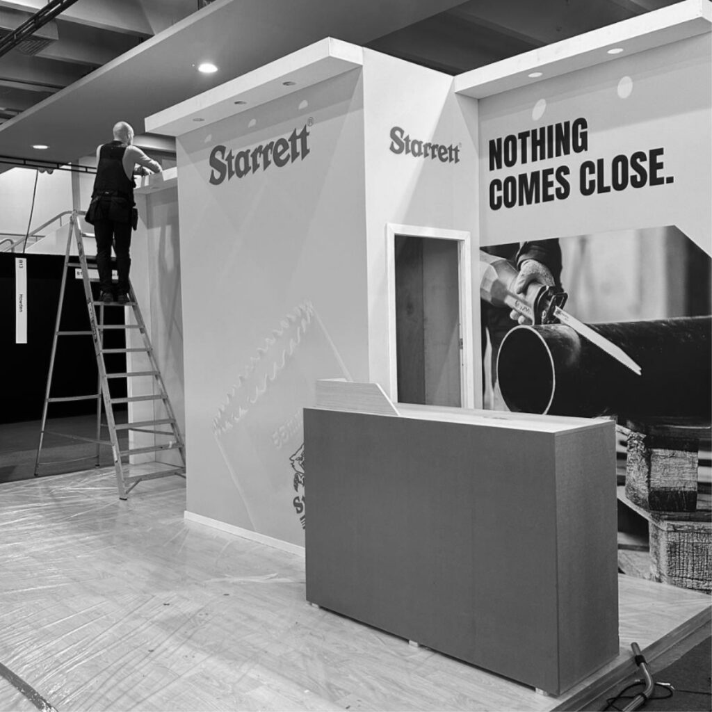Starrett exhibition stand setup in progress