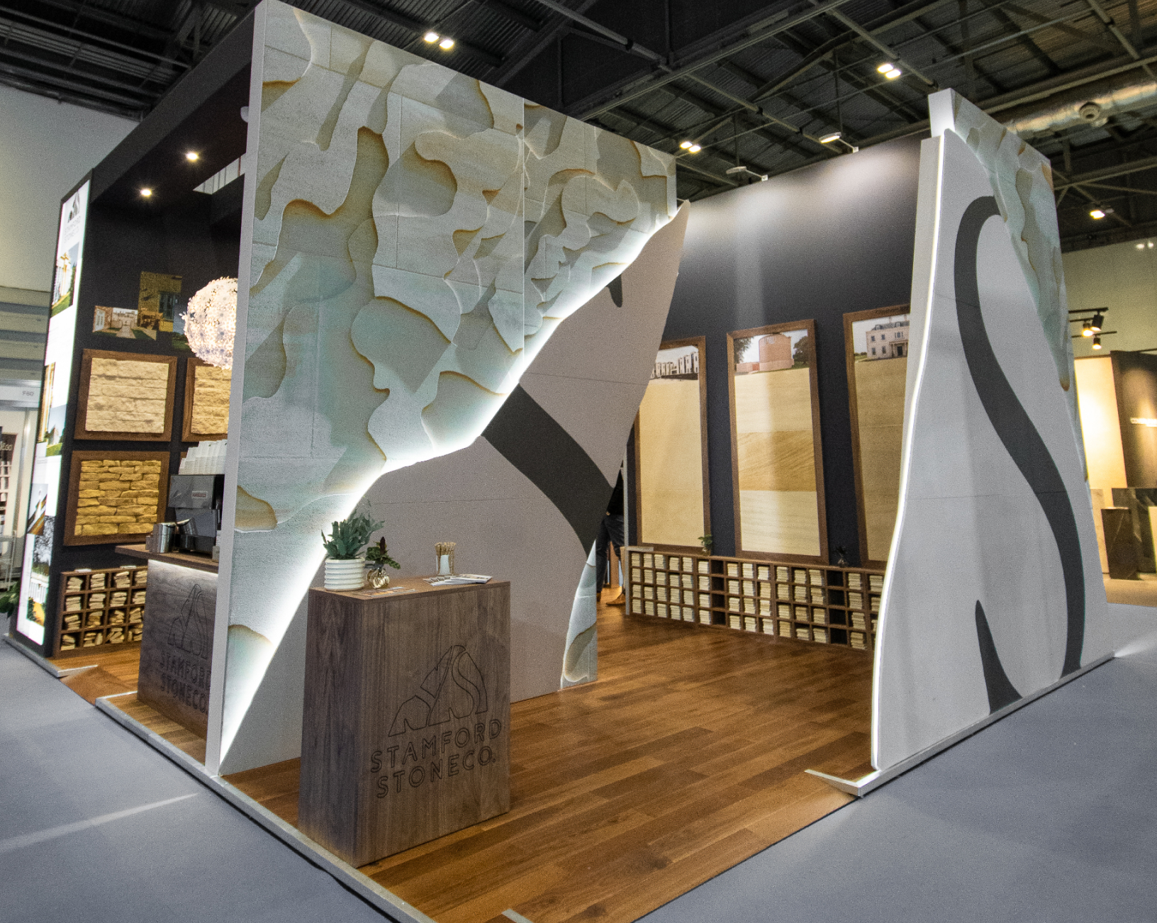 Stanford Stone Co. exhibition stand with textured panels