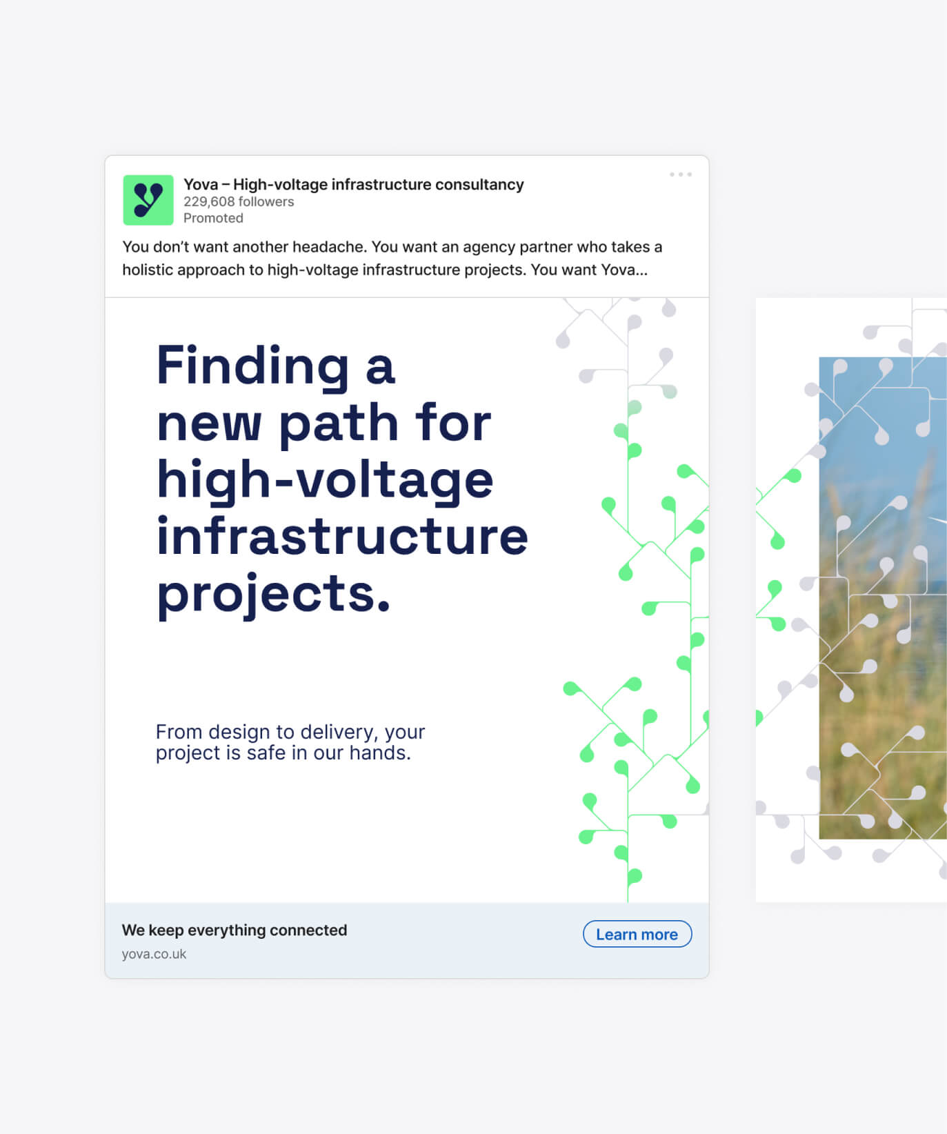 yova social graphic showing case study