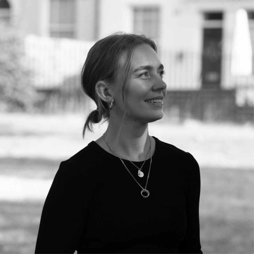 a woman smiling