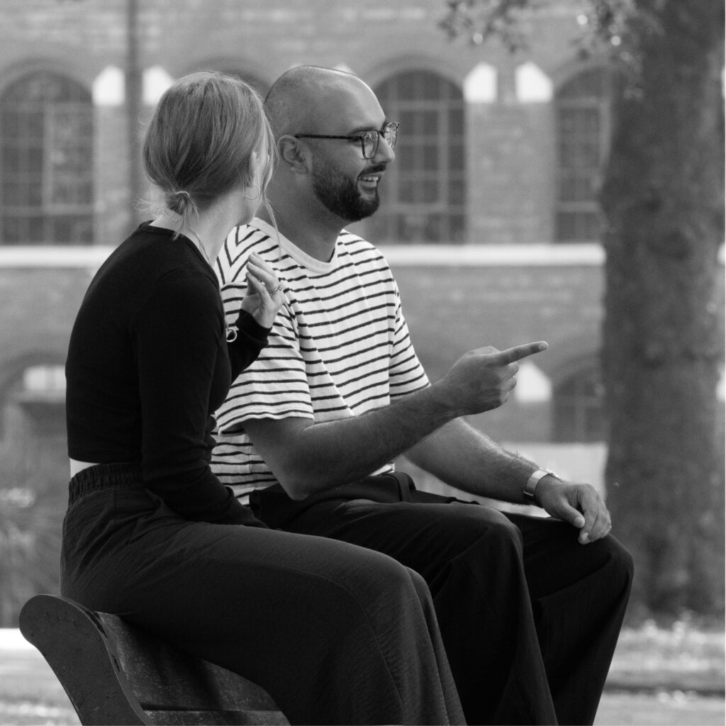 Two colleagues chatting